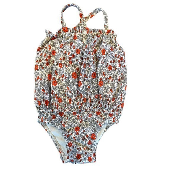 Baby Gap 6-12 Months Swimsuits Red & Blue Crisscross Button Up & Orange Stripes - Picture 3 of 7